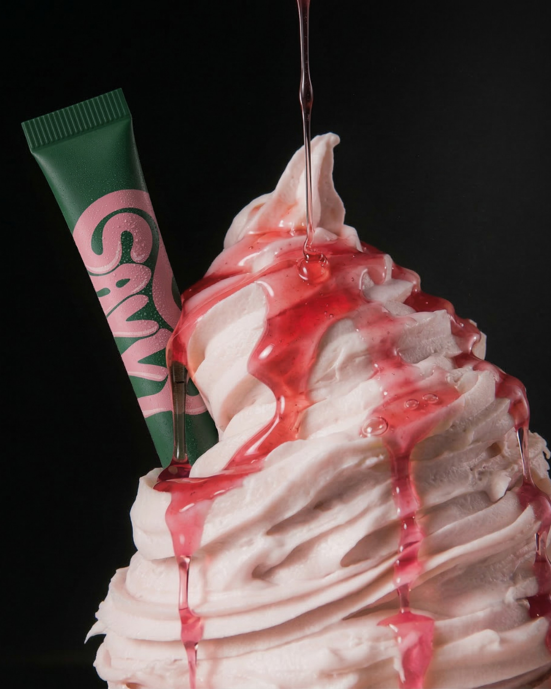 Savvy Body Glue tube with soft serve and berry drizzle